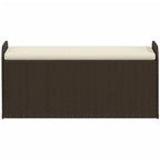 vidaXL Outdoor Poly Rattan Storage Bench With Cushion, Black, 45.3 x 20.1 x 20.5 in