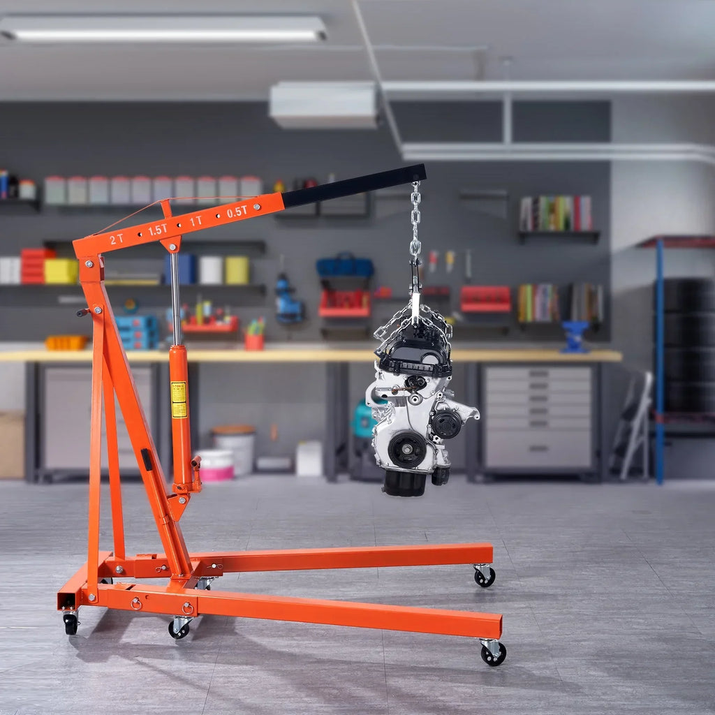 BENTISM Folding Engine Hoist With Leveler, 4400 lbs/2 ton - Heavy-Duty