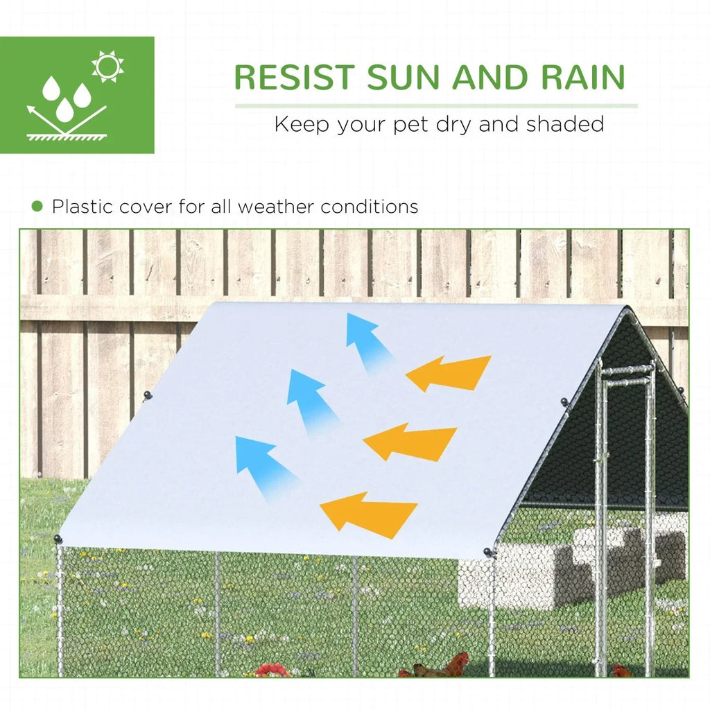 GFVCNIO Metal Coop Run With Cover, 10 x 6.5 x 6.5, Silver