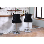 Alexent 2-Piece Swivel Bar Stools, Dark Blue, 43.7-51.6 H, 19.3 W x 18.1 D - Silver Footrest