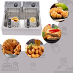 Commercial Electric Deep Fryer, 5000W, 12L Single Tank, Stainless Steel Fry Basket