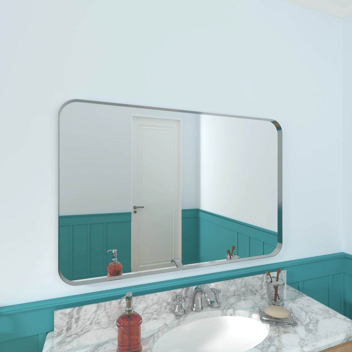 Aluminum Alloy Rounded Corner Wall Vanity Mirror