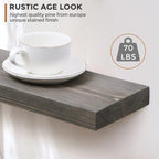 Set Of 2 Handcrafted European Pine Floating Wall Shelves, 16inch/24inch/36inch, Grey/Espresso/Walnut