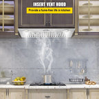 VEVOR Built-In Insert Range Hood, 800 CFM, 3-Speed, Stainless Steel, 30In
