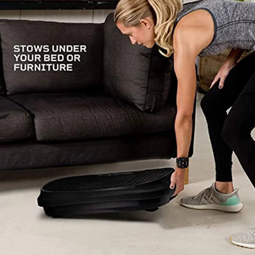 LifePro Compact Vibration Plate Exercise Machine With Workout Bands, Black - Waver Mini