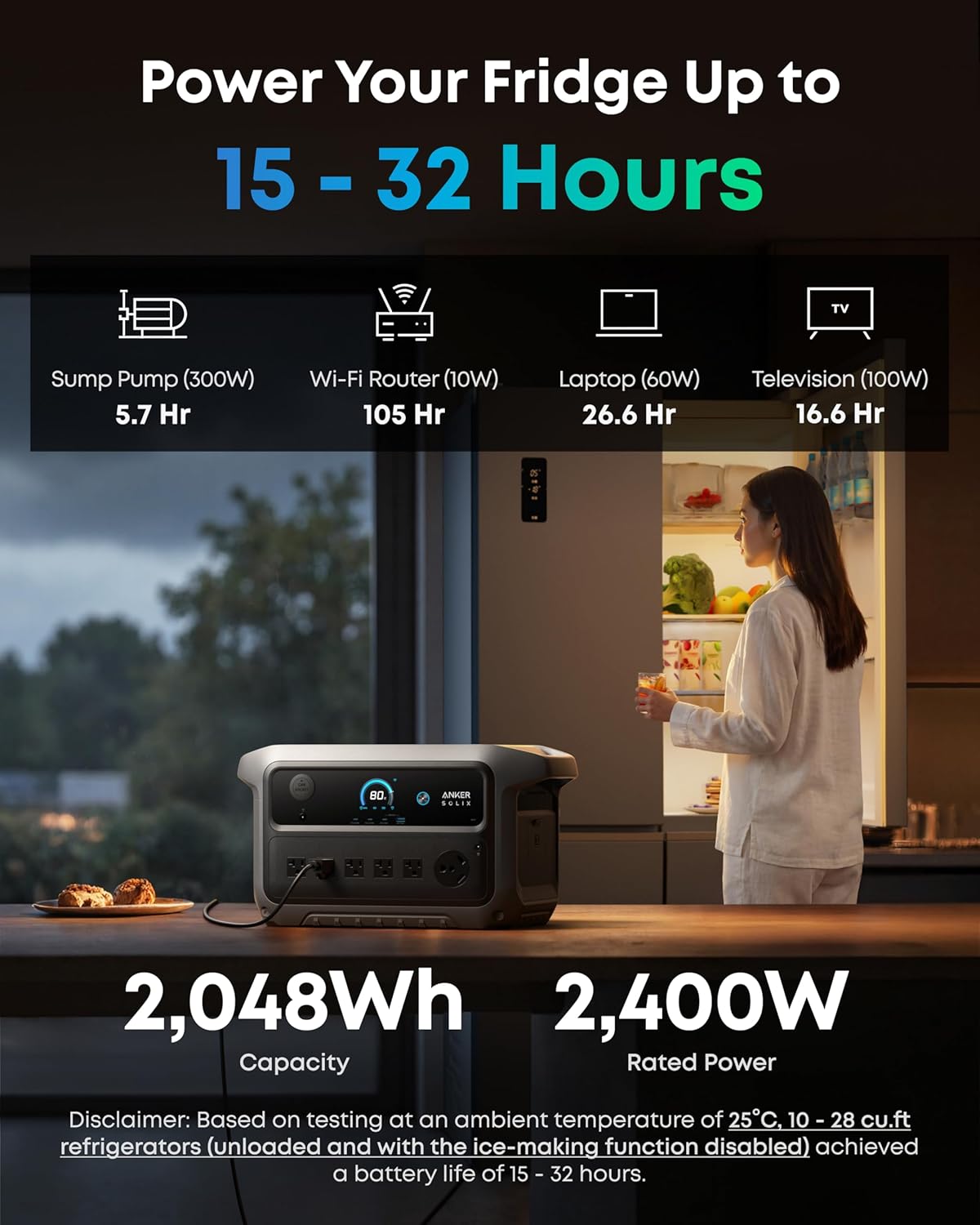 Anker SOLIX Portable Power Station 2048wh LiFePO4 Battery, 2400W - C2000 Gen 2