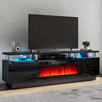 70 Inch TV Stand With 36 Inch Electric Fireplace And Adjustable Shelves