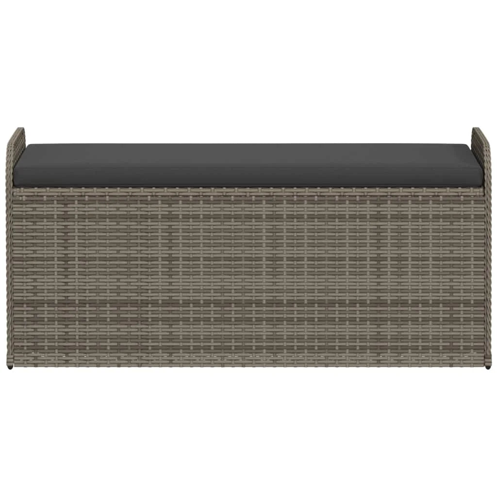vidaXL Outdoor Poly Rattan Storage Bench With Cushion, Black, 45.3 x 20.1 x 20.5 in