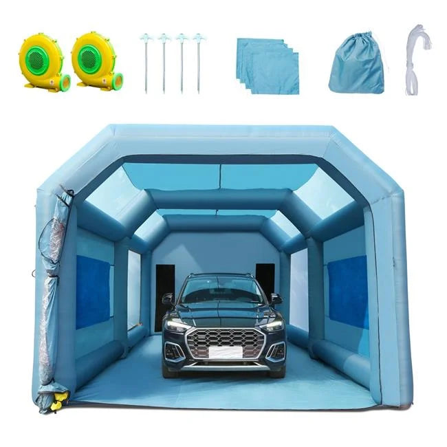 23 x 13 x 8.5 ft. Inflatable Paint Booth Tent With Air Filter System, Blue - 480W & 750W Blowers