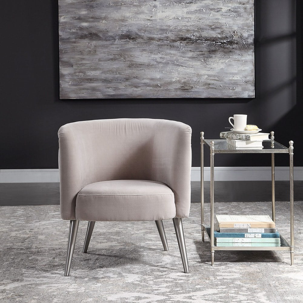 Bailey Street Home Accent Chair, 31 inch, Champagne Velvet, Antique Nickel/Brushed Nickel Finish - 208-Bel-3086994