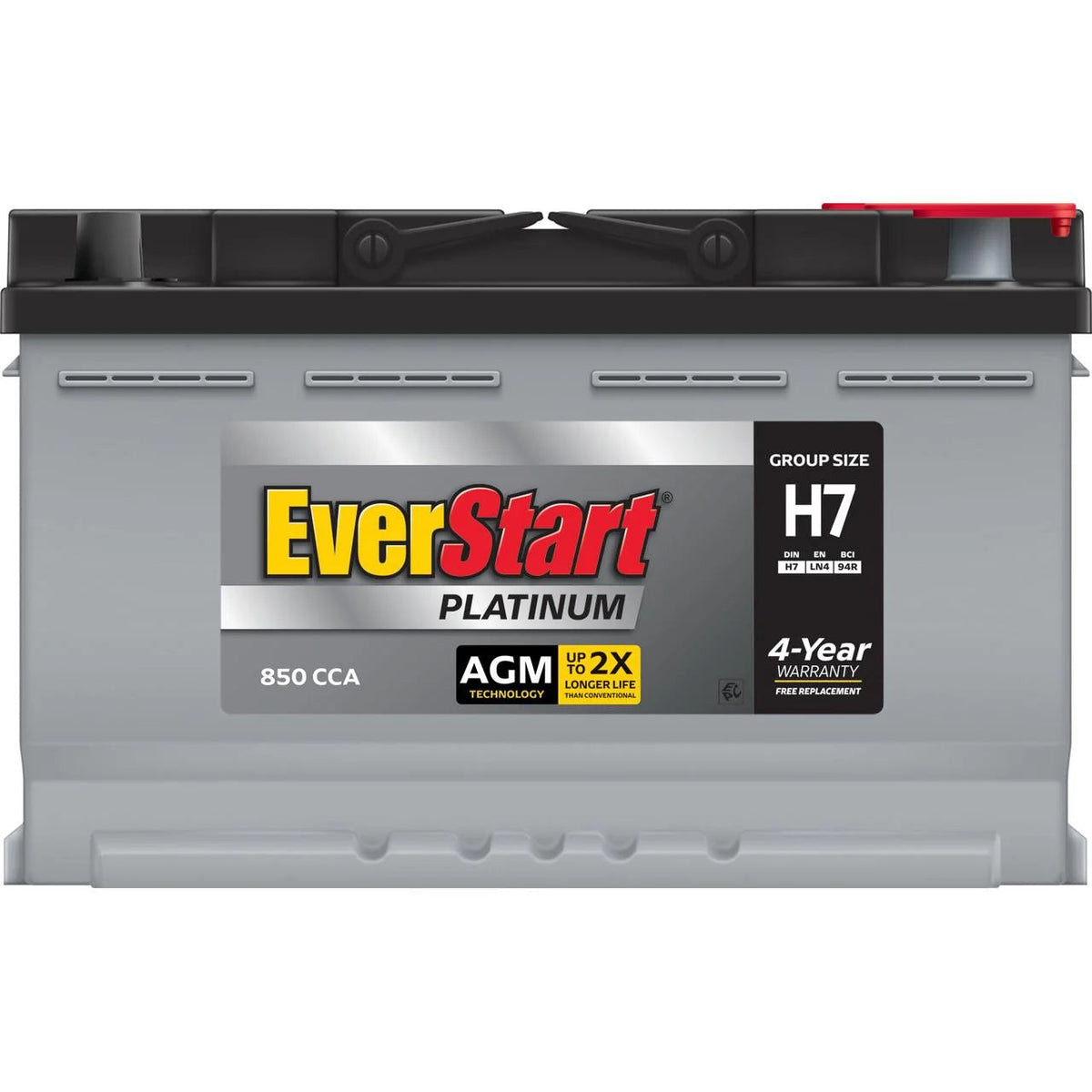 EverStart Platinum AGM Automotive Battery, Group Size H7 / LN4 / 94R, 12 Volt, 850 CCA