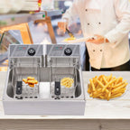 Commercial Electric Deep Fryer, 5000W, 12L Single Tank, Stainless Steel Fry Basket