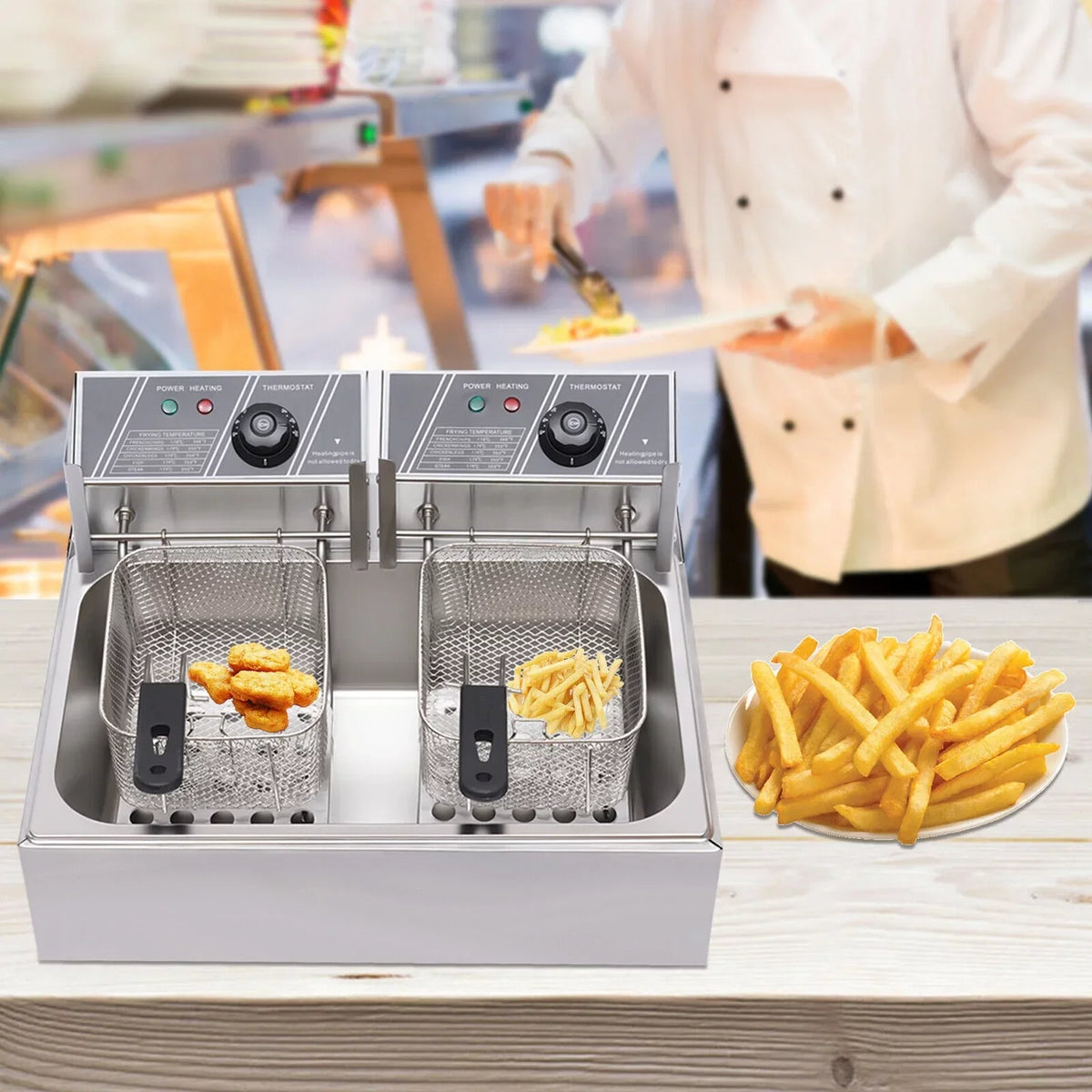 Commercial Electric Deep Fryer, 5000W, 12L Single Tank, Stainless Steel Fry Basket