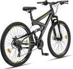 Licorne Bike Strong 2D Premium Hardtail Mountain Bike - Aluminum Frame, 21-Speed Drivetrain