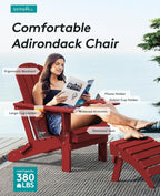 SERWALL Adirondack Chairs With Cup Holders, Set Of 6, HDPE, Dark Red