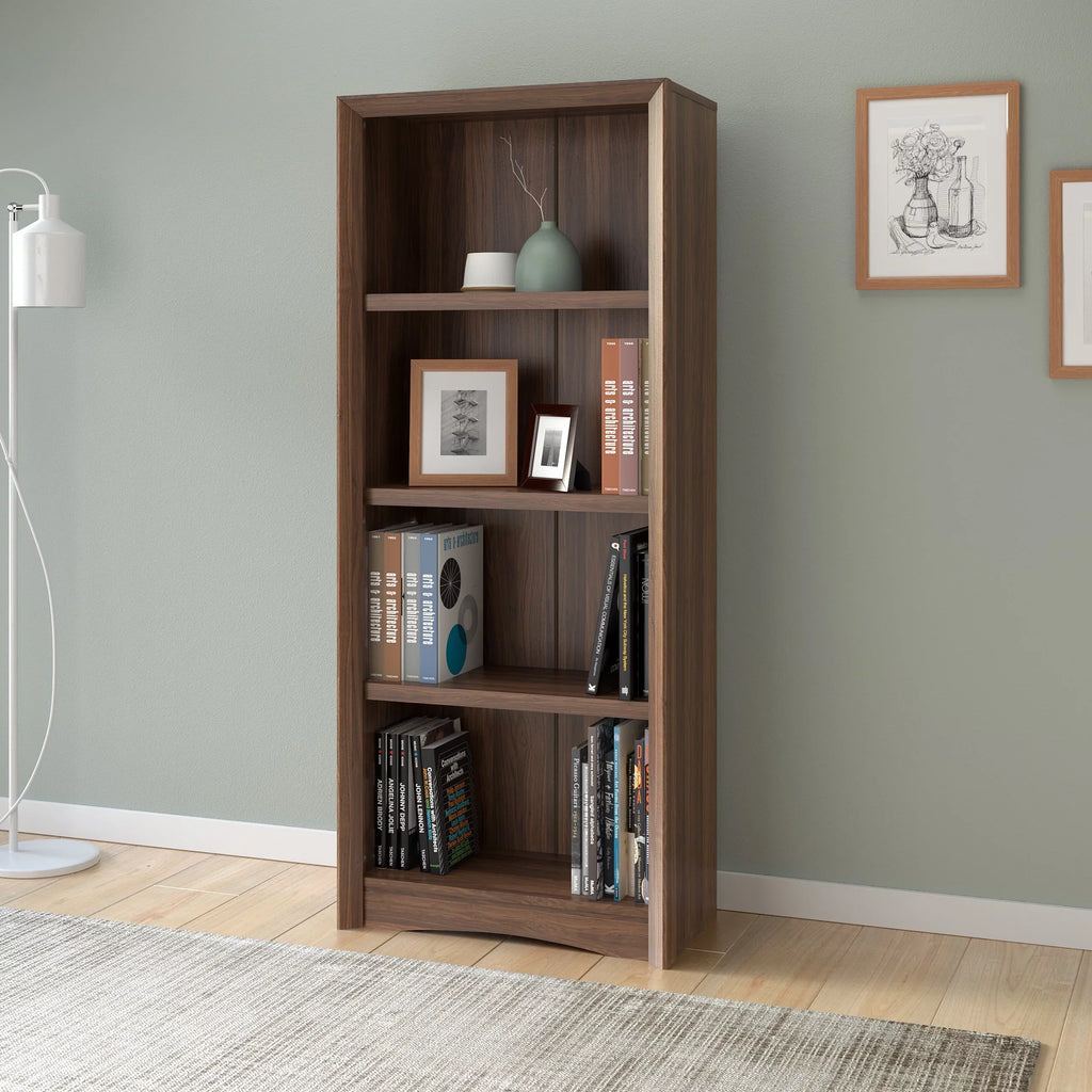 CorLiving Quadra Brown Engineered Wood Tall Adjustable 4-Shelf Vertical Bookcase