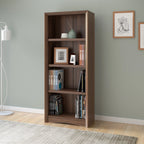 CorLiving Quadra Brown Engineered Wood Tall Adjustable 4-Shelf Vertical Bookcase