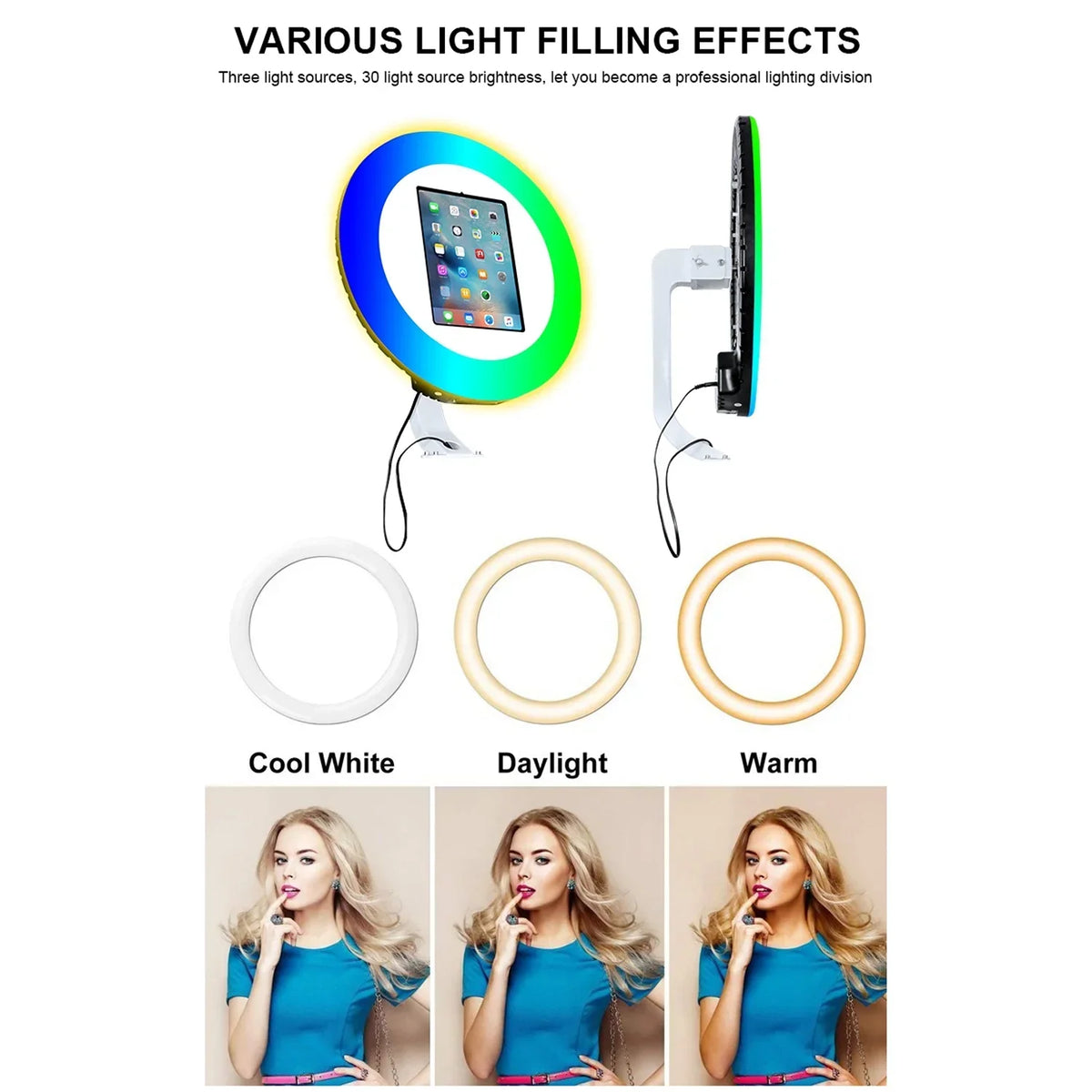 iPad Photo Booth with RGB Ring Light for 10.2in, 10.9in, 11in and 12.9in iPads