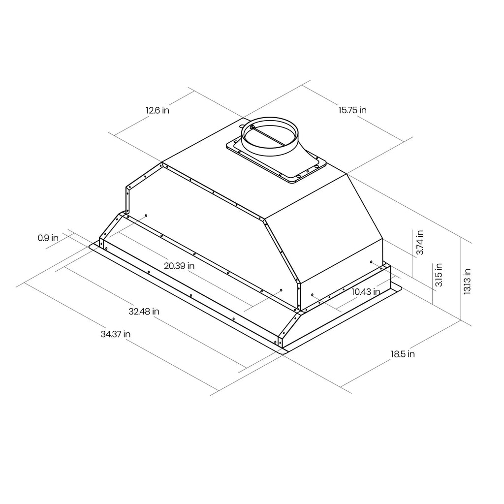 EKON Kitchen Expert 36 inch 900 CFM Convertible Insert Range Hood With Remote Control