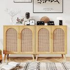 Rovaurx Set Of 2 Rattan Storage Cabinets With Doors