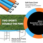 SHINPT 14ft Outdoor Trampoline With Safety Net, Basketball Hoop And Ladder