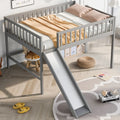 Gray Full Size Low Loft Bed With Ladder And Slide