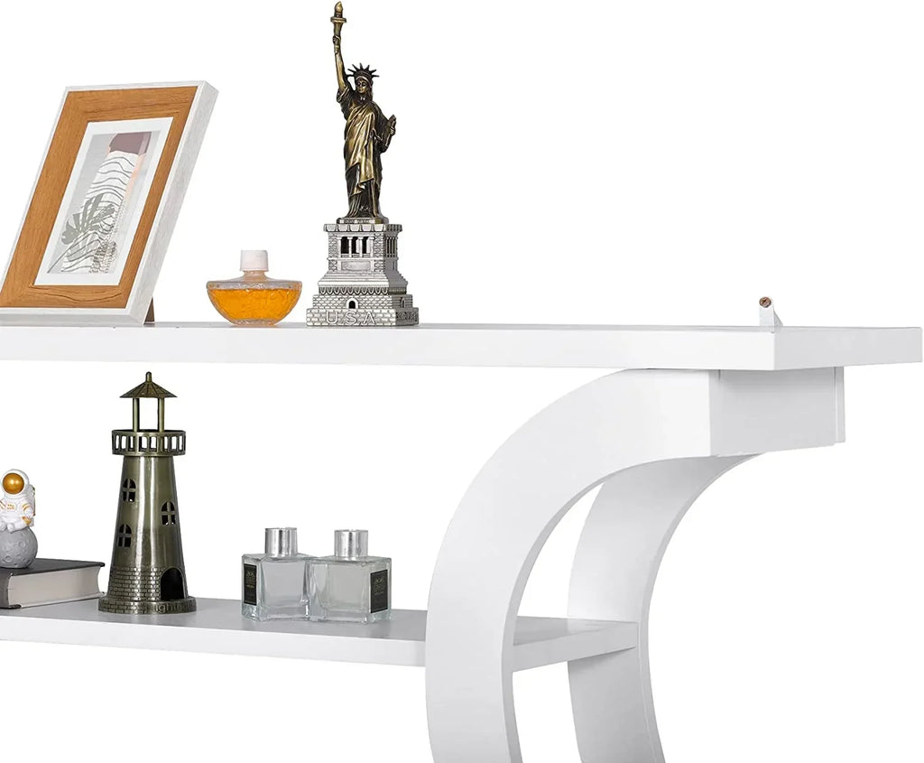 3-Tier Console Table With Storage Shelves - White