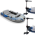 Intex Excursion 4 Inflatable Raft Set With 2 Transom Mount 8 Speed Trolling Motors