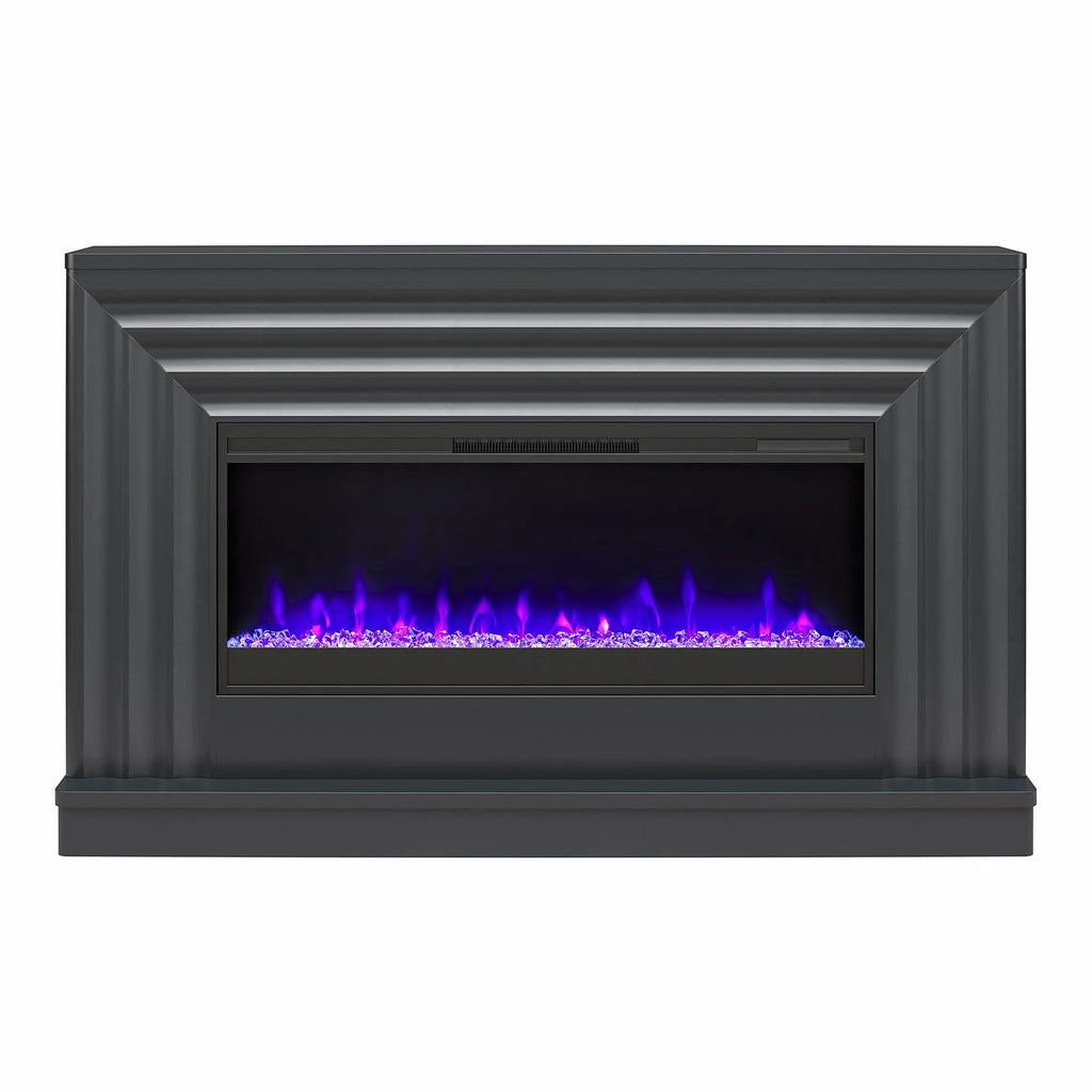 CosmoLiving by Cosmopolitan Electric Fireplace Mantel TV Stand, Black, 65 in, 42 in Insert - Rene