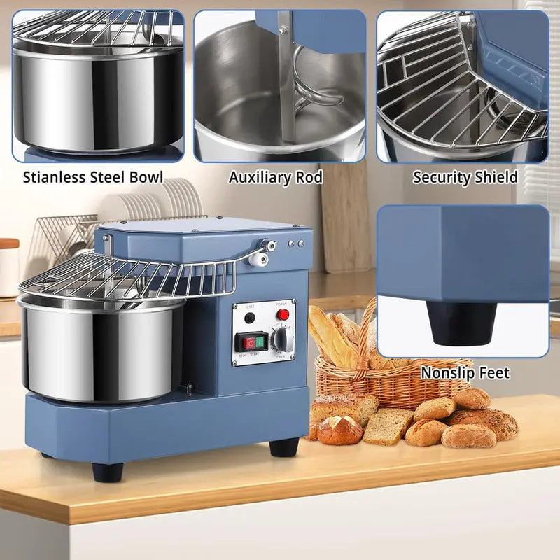 Commercial Food Mixer - 8-Quart, 450W, Dual-Arm Kneading, Stainless Steel Bowl, Safety Shield And Programmable Timer