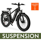 Ozark Trail Electric Fat Tire Bike, 26in, 48V, Class 2, Black, Fits Riders 5ft 2in - 6ft 1in - M.3 Ranger+