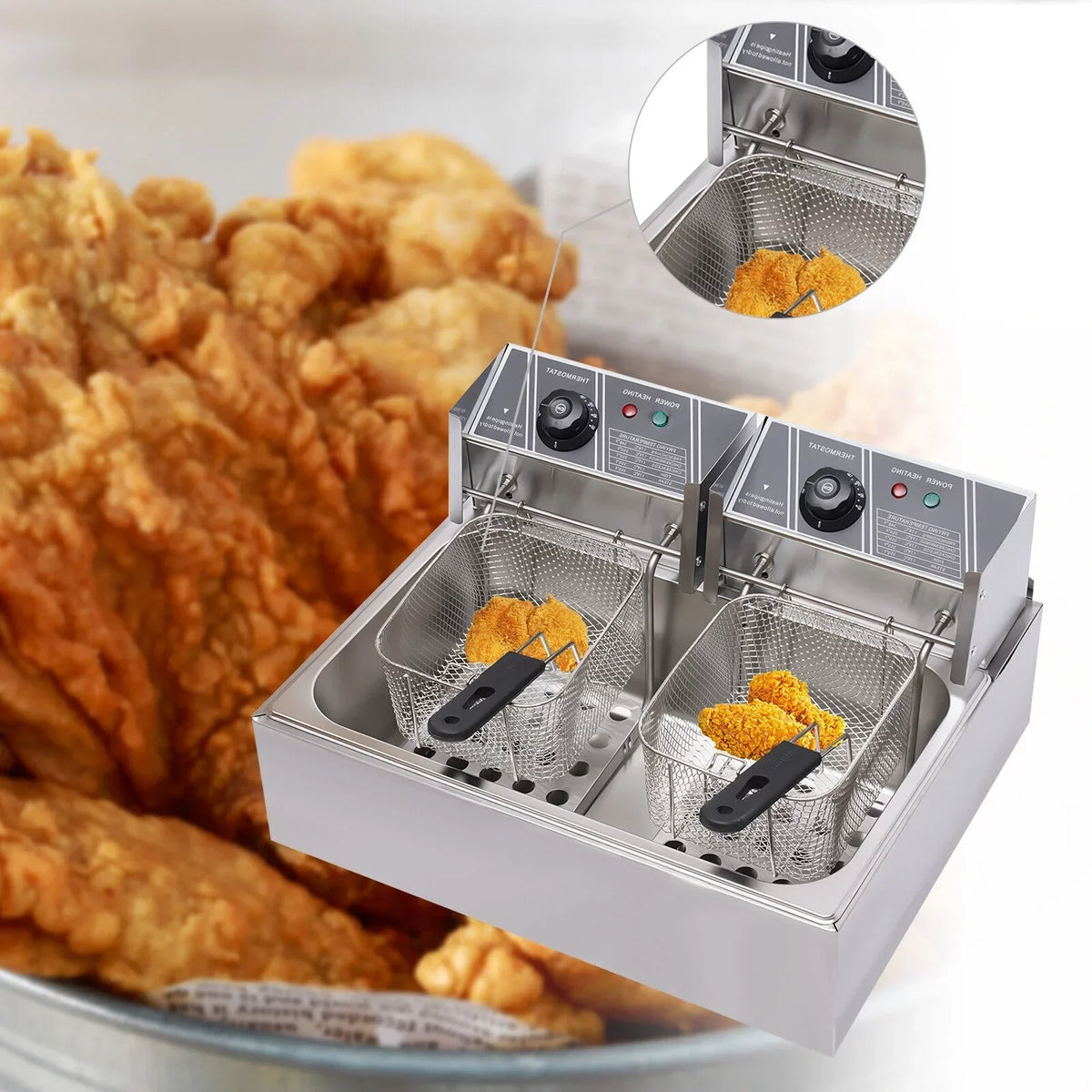 Commercial Electric Deep Fryer, 5000W, 12L Single Tank, Stainless Steel Fry Basket
