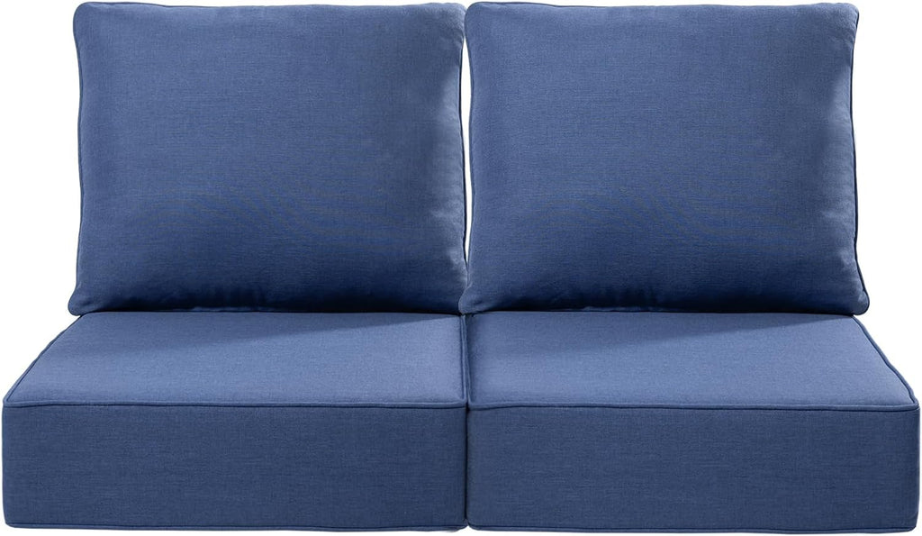 ACTREST Outdoor Seat Cushion Set, 2 Count, Navy Blue, 24 x 24 x 6 in