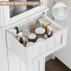 Homfa Tall Narrow Bathroom Storage Cabinet With Door And Drawer, 15.7in L x 11.8in W x 67in H, White