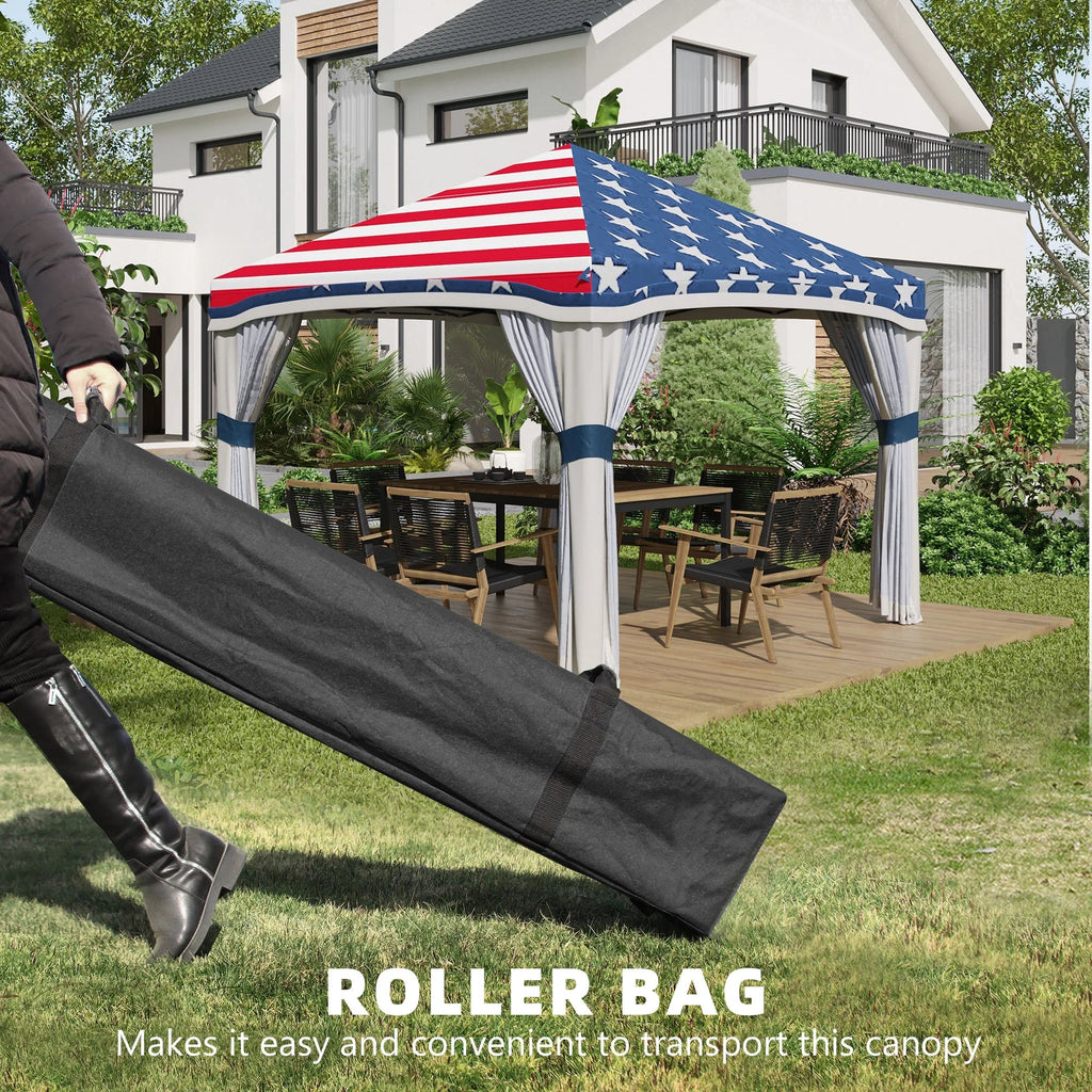 Outsunny Pop-Up Canopy With Mesh Netting, Wheeled Carry Bag And 4 Sand Bags, Beige, 10' x 10' - 84C-405V01BG