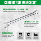 SK 42-Piece SAE And Metric Combination Wrench Set With SuperKrome Finish