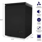 Northair Chest Freezer 3.5 Cu Ft With 2 Removable Baskets - Black