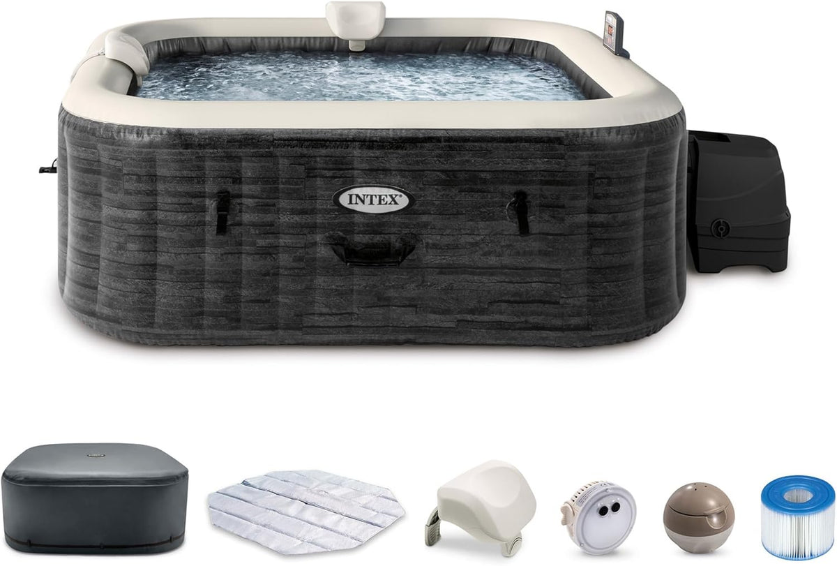 INTEX PureSpa Greystone Deluxe Spa Set, 6 Person, 77 x 77 x 28 in - 28451EP