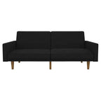 Black Mid-Century Modern Linen Upholstered Sofa Bed With Classic Wood Legs