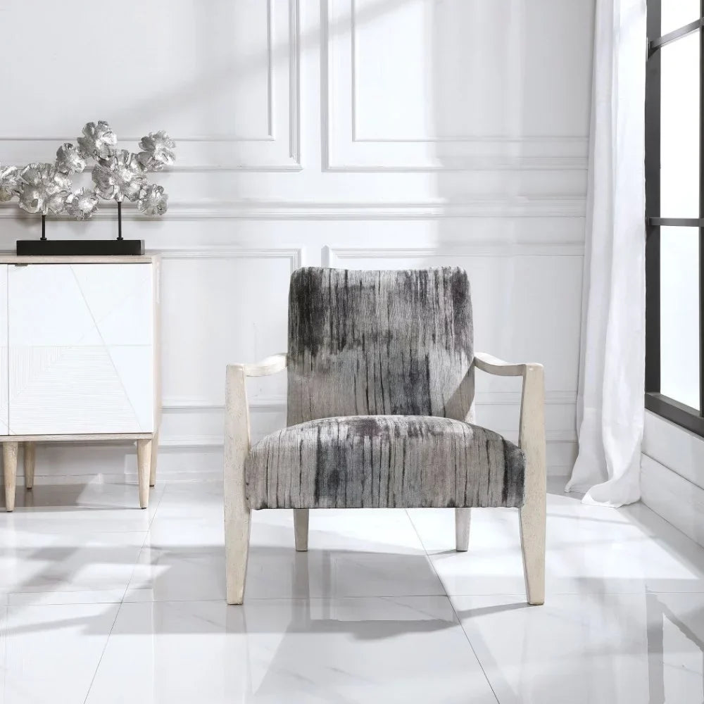 Bailey Street Home Gate House Mews 31 inch Accent Chair Charcoal/Gray/Blue Chenille/Natural Off-White Finish - 208-Bel-4361897