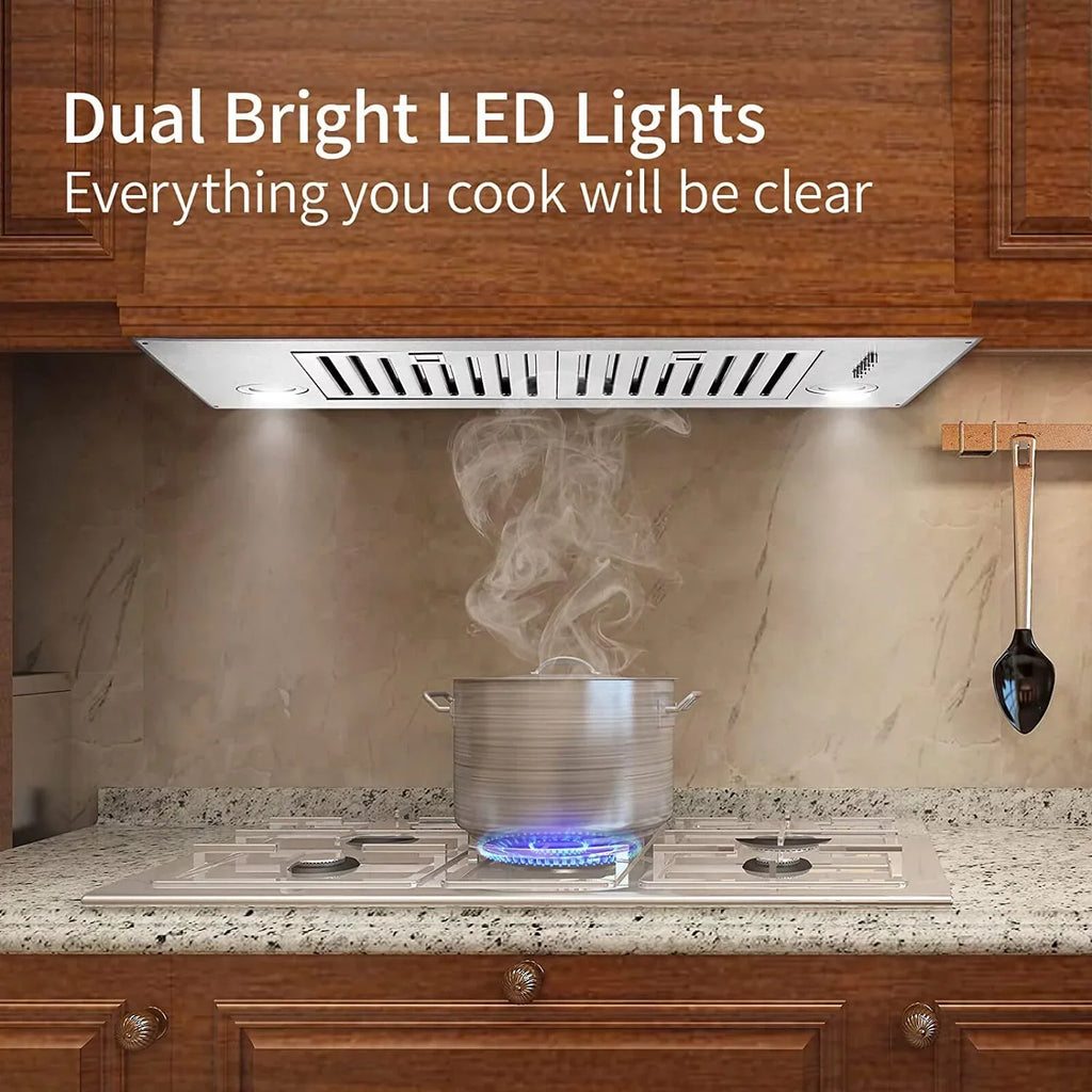 Range Hood 30 inch Built-In Insert Vent Hood, 600 CFM, Stainless Steel