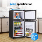 OOTDAY Compact Refrigerator With Freezer 3.5 Cu Ft Silver 16.7 x 17.5 x 34.2 inches - FLS-80-SILVER