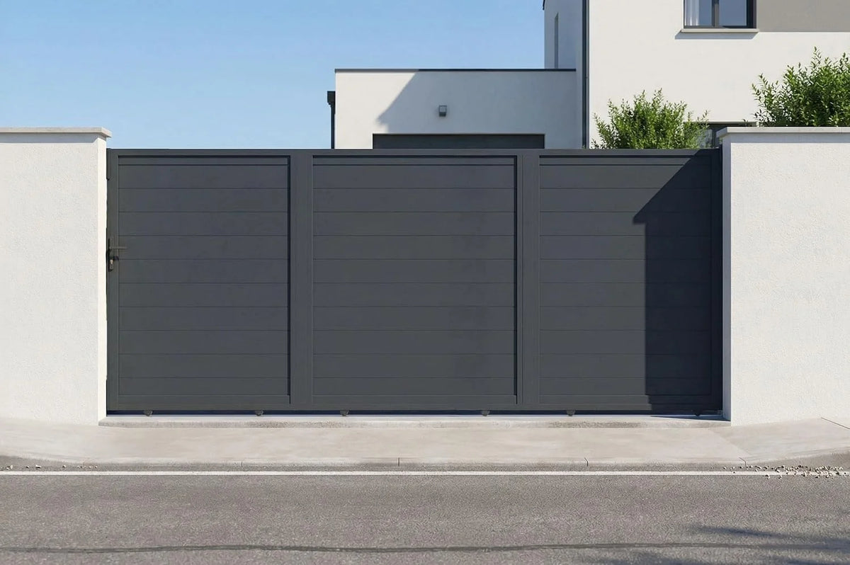 Casanoov Aluminium Folding Driveway Gate 4m x 160cm Grey - KIT-000024
