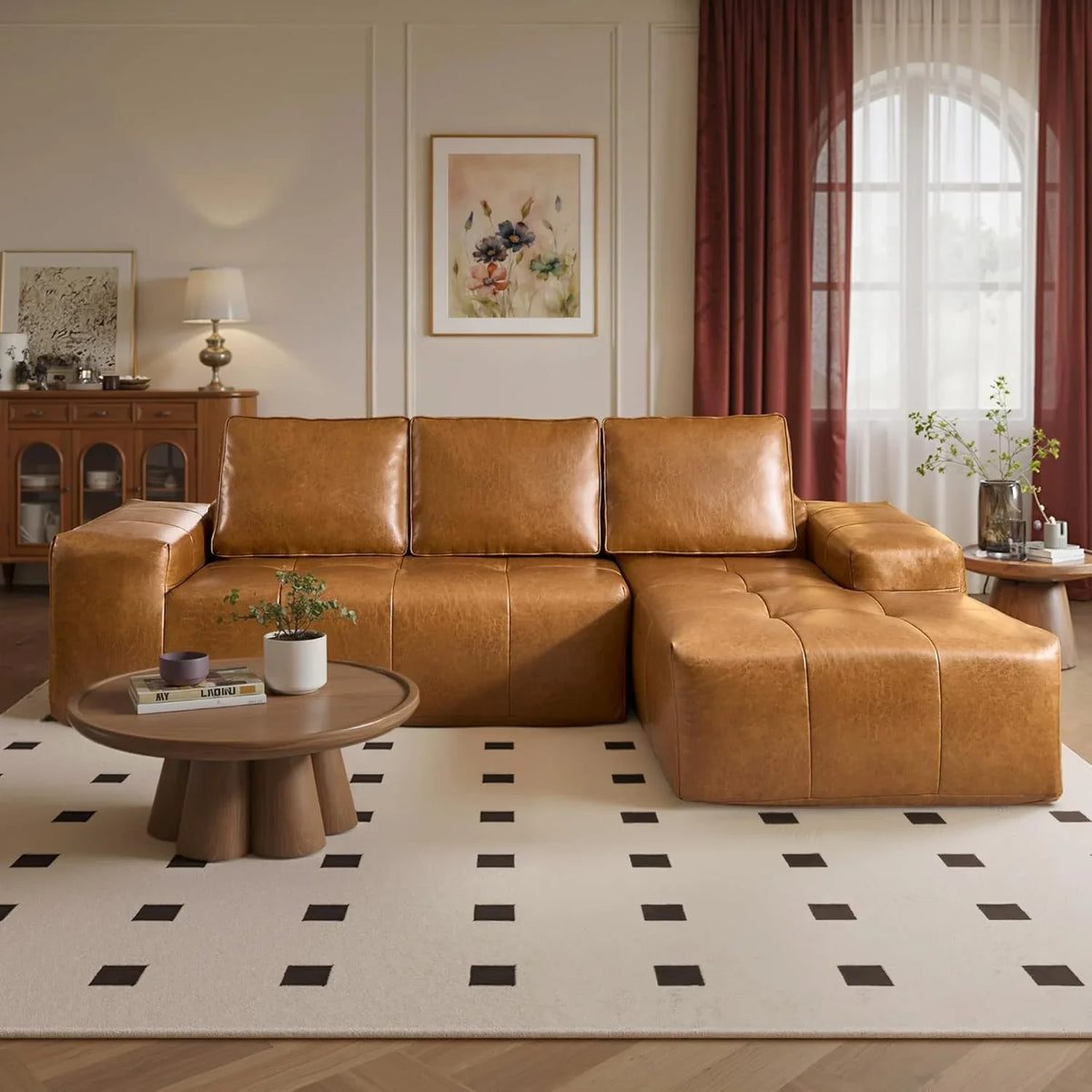 ovios 104in L-Shape Sectional Sofa With Chaise, Grey Plush Corduroy Fabric