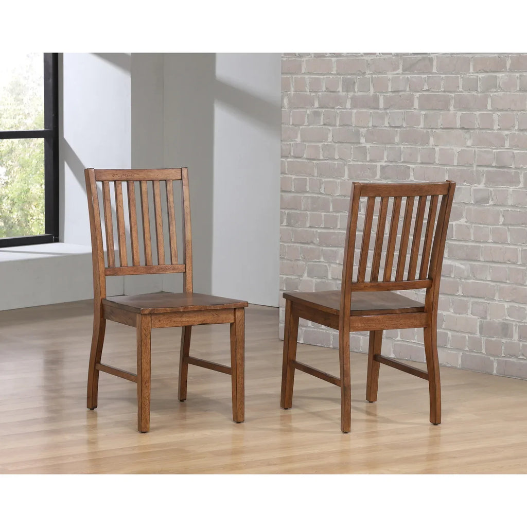 HomeStock Slat Back Dining Chairs, Set Of 2, Amish Brown