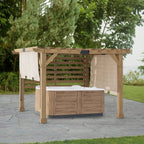 Sunjoy Cedar Wood Hot Tub Pergola 10 x 11 ft With Adjustable Canopy And Privacy Screen
