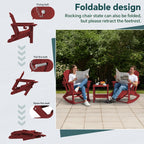 KINGYES Folding Adirondack Rocker Chair Set Of 2 With Footrest And Dual Cup Holders - Black