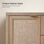 SICOTAS Sideboard Buffet Coffee Bar Cabinet With 3 Drawers And 2 Doors, 52in - Light Oak