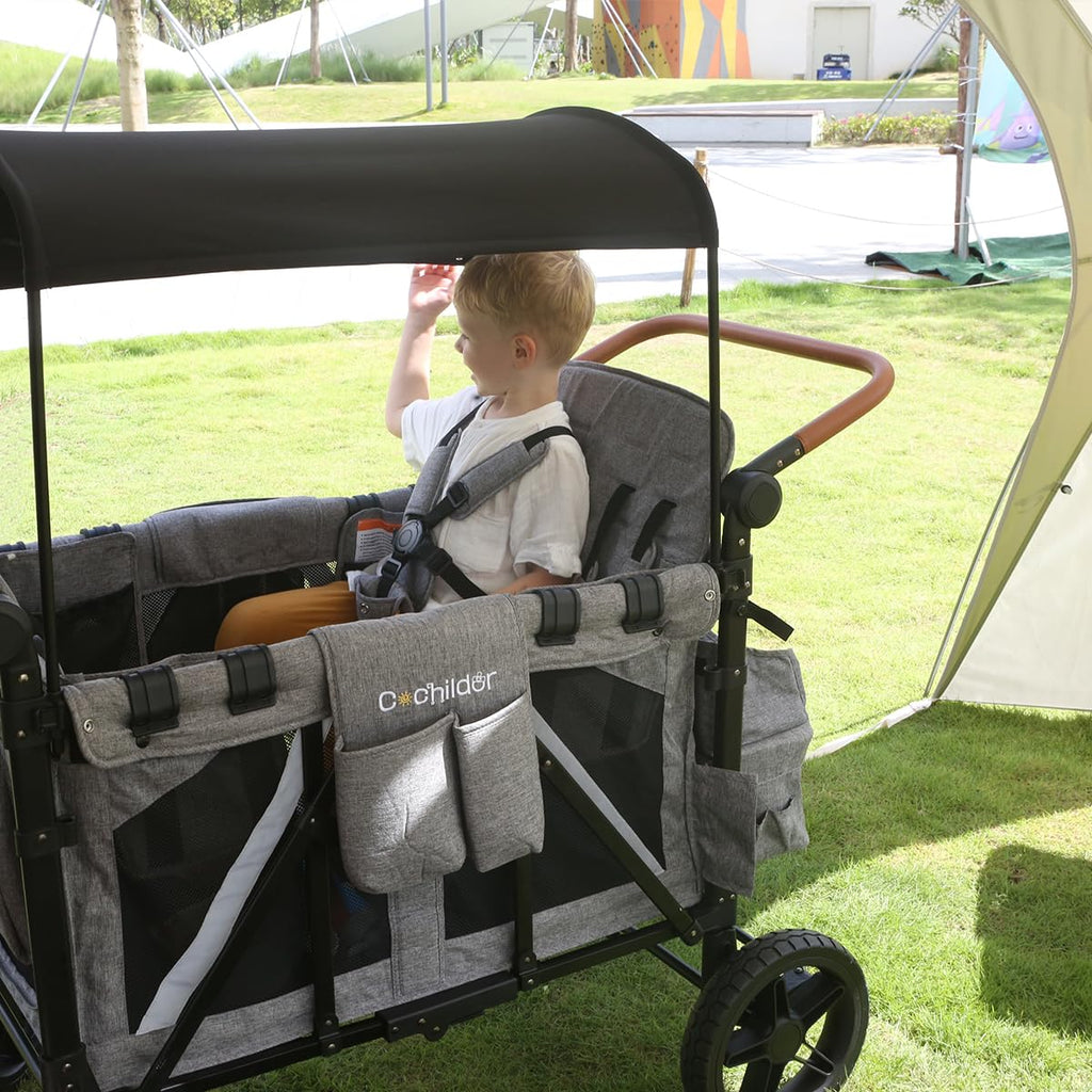 Cochildor 4 Seater All-Terrain Wagon Stroller, 300 lb Capacity, Light Grey - ST4N