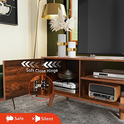 WLIVE Mid-Century TV Stand For 50/55/60inch TVs, 53.6in W x 15.7in D x 18.9in H